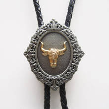 Vintage Style Western Bull Bolo Tie Neck Tie Wedding Leather Necklace 2024 - buy cheap
