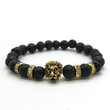 Cute Bear Brand Antique Gold Lion Head Men Bracelet Matte Volcano Lava Stone Bracelet Women Men Fashion Bracelet Jewelry Animal 2024 - buy cheap