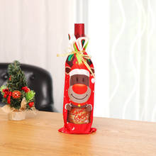 Комплект из 3 предметов, для рождественской вечеринки Home Decor настольная лампа Санта-Клаус снеговика белье бокал для шампанского красные чехлы для винных бутылок сумка Рождество крышки бутылки 2024 - купить недорого