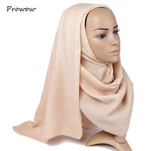 Bufanda de algodón con cuentas y lentejuelas, chales arrugados, hijab, costura, flecos, arrugados, musulmán, 16 colores, W080 2024 - compra barato