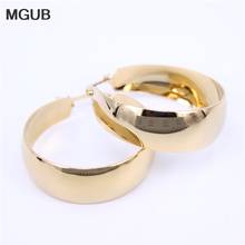 MGUB 316L stainless steel popular inside and outside the smooth earrings gold color silver color choose 35mm 50mm size LH323 2024 - buy cheap