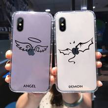 Demon Angel Couple BFF-funda transparente con dibujos animados para iPhone, carcasa transparente para iPhone 11 12 mini pro XS MAX 8 7 6 6S Plus X 5S SE 2020 XR 2024 - compra barato