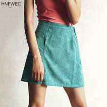 Женская Вельветовая юбка с завышенной талией, однотонная трапециевидная юбка с разрезом, модель P023 в европейском и американском стиле, 2020 2024 - купить недорого