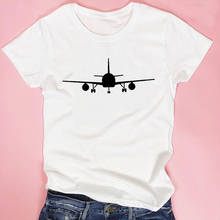 Милая футболка Tumblr Flight Harajuku с рисунком самолета, футболки, женская одежда, летние топы, женские футболки для путешествий, футболки с принтом для влюбленных 2024 - купить недорого