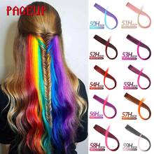 Pageup Rainbow Synthetic Fake Hair Pieces Long Straight Ombre Hairpiece For Women Blonde Pink Clip In Hair Extensions Colorful 2024 - buy cheap