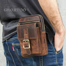 GROJITOO  trend Crazy Horse Leather Men's messenger bag Multi Functional Leather Men's mobile phone waist bag 2024 - buy cheap
