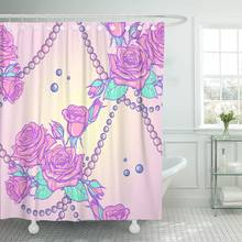 Kawaii Roses Bouquets and Pearl Jewelry Festive Pastel Goth Shower Curtain Waterproof Fabric 60 x 72 Inches Set with Hooks 2024 - buy cheap