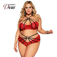 Comeondear-Conjunto de sujetadores eróticos para mujer, ropa interior Sexy con tirantes cruzados, lencería con trasero abierto, encaje Porno, RA80577 2024 - compra barato