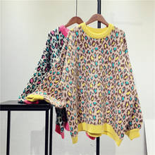 2020 Women Autumn O-Neck Sweater Puff Long Sleeve Women Warm Thick Sweater Leopard Print Winter Women Pullovers Pull Femme 2024 - buy cheap