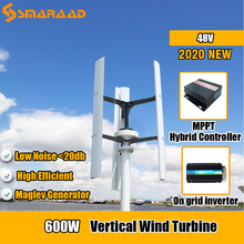 Roof Mounted Windmill 600w 48v Vertical Axis Wind Turbine Generator With Free Low Wind Speed MPPT Controller On Grid Inverter 2024 - buy cheap