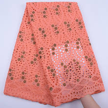 New Design African Holes Cotton Lace Fabrics Swiss Voile Lace In Switzerland 2020 Peach Nigerian Lace Fabrics For Dress Y1778 2024 - buy cheap