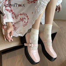 SOPHITINA New Soft 2021 Platform Shoes Woman Flats Mary Janes Leather Shallow Spring Autumn Square Toe Girls Buckle Flats FO138 2024 - buy cheap