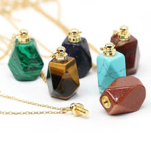 Natural Stone Pendant Necklace Polygon Shape Perfume Bottle Pendant Necklace Essential Oil Diffuser for Jewelry Gift 25x37mm 2024 - buy cheap