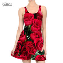 CLOOCL Newest Red Rose Flower Elegant Dress 3D Print Women Summer Casual Sleeveless Sexy Dresses Fashion Slim Dress 2024 - buy cheap