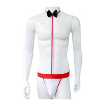 Sexy Male Jockstrap Mankini Underwear Mens Sexy Bodysuit Bow Tie Waiter Homme One-piece Lingerie Erotic Stage Club Costume 2024 - buy cheap