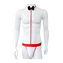 Suspensorio Sexy para hombre, ropa interior de Mankini, body Sexy con pajarita para camarero, lencería erótica de una pieza, disfraz de Club de escenario 2024 - compra barato