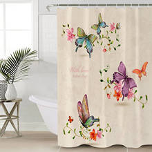 Butterfly Flowers Vintage Style Shower Curtain Bathroom Decorative Waterproof Polyester Fabric Curtain for Bathroom 2024 - buy cheap