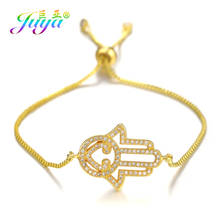 Juya Handmade Classical Bracelet Supplies Micro Pave Cz Hamsa Fatima Hand Charm Bracelets For Women Men Couple Jewelry Wholesale 2024 - buy cheap