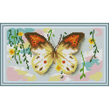 Amor Eterno mariposa 8 Kits de punto de cruz chino algodón ecológico claro estampado 11 14ct DIY decoración de Navidad 2024 - compra barato