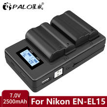 PALO EN-EL15 es EL15 ENEL15 baterías de la Cámara + LCD doble USB cargador para Nikon D600 D610 D600E D800 D800E D810 D7000 D7100 d750 V1 2024 - compra barato