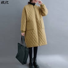 Jaqueta grande de algodão acolchoada com zíper, plus size, 4xl, 5xl, 6xl, feminino, sobretudo, peça única, coreana, parka de inverno 2024 - compre barato