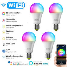 Bombilla inteligente E27 LED con WiFi, lámpara RGB + CTT con Bluetooth, regulable temporizador, funciona con control remoto Alexa y Google Home, 10W 2024 - compra barato