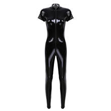 Latex Catsuit Patent Leather Women Jumpsuits Black Wetlook PVC Bodysuit Sexy Bodycon Erotic Open Crotch Costume Clubwear 2024 - buy cheap