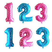 32 дюймовые большие голубые и розовые воздушные шары с номером 1, 2, 3, с днем рождения, для дня рождения, для вечеринки, для маленьких мальчиков и девочек 2024 - купить недорого