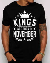 Os reis nascem no camiseta dos homens de novembro S-4Xl melhor presente de aniversário para ele roupas de algodão dos homens de alta qualidade ringer t camisa 2024 - compre barato