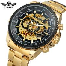 WINNER Top Brand Luxury Stylish Classic Men's Black Watch Automatic Skeleton Mechanical Male Wrist watch Man relogio masculino 2024 - buy cheap