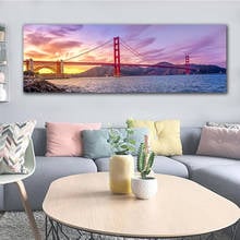 Beautiful Sunset Bridge Poster Wall Art Canvas Painting Landscape Picture For Living Room Decoration Cuadros Home Decor 2024 - buy cheap