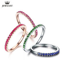 Ml anel natural tsavorite/safira/rosa pedra preciosa/rubi 18k ouro puro 2020 anel em formato superior para mulheres, joias genuínas 2024 - compre barato