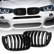 Rejilla frontal de doble línea para BMW, accesorio de color negro con acabado brillante, compatible con los modelos F25, X3, F26, X4, 2014, 2015, 2016 y 2017 2024 - compra barato