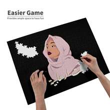 Quebra-cabeças modelo hijabi 300/500 peças, quebra-cabeça para adultos e crianças, brinquedo de presente muçulmano, meninas e meninas marrom 2024 - compre barato