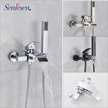 Senlesen Waterfall Bathtub Faucet Matte Black / Chrome/Nickle Brass Hand Shower Hot and Cold Water Mixer Tap  Bathroom Shower 2024 - buy cheap