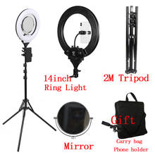 Photographic Lighting 14" Ring LIght Selfie LED Dimmable 3200-5600K Stepless adjusted Makeup Mirror with 2M Tripod for Youtube 2024 - buy cheap