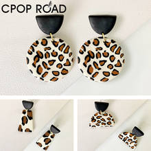 Cpop-pendientes de arcilla polimérica de leopardo para mujer, aretes colgantes redondos geométricos hechos a mano, joyería de moda, regalo para niña, gran oferta 2024 - compra barato