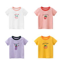 Nueva camiseta de verano de algodón con cuello redondo de manga corta con patrón de dibujos animados combinable informal a la moda para niñas y bebés 2024 - compra barato
