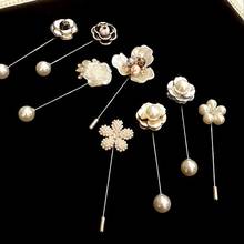 Doreen Box Elegant Fashion Camellia Pin Pearls Brooches Needles Rose Brooch Flowers Brooch Pin Accessories Sweet Jewelry 1pcs 2024 - buy cheap