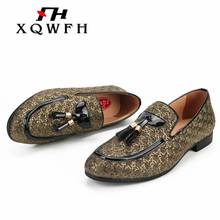 XQWFH Men Wedding And Party Shoes Luxury Brand Braid Leather Casual Driving Men Loafers 2024 - buy cheap