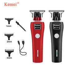 Kemei 2020 New Professional Cordless Hair Clipper T-Blade Trimmer Shaver Cutting Machine Carbon Steel Blade Hair Clippers 2024 - buy cheap