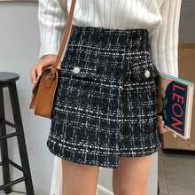 Women's Autumn and Winter High Waist A- line Skirt Black Woolen Skirt Large Size Woman Skirts Faldas Jupe 2024 - buy cheap