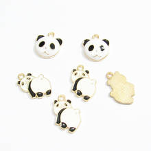 Abalorios de aleación de Panda pequeño, pendientes hechos a mano, joyería, 30 unids/bolsa, esmalte completo 2024 - compra barato