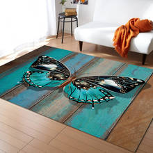 Tapetes borboleta turquesa textura de madeira, tapete para quarto, casa, sala de estar, mesa de café, varanda, chão 2024 - compre barato