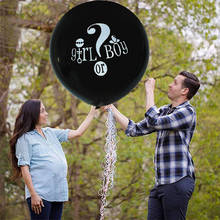 Menino ou menina gênero revelar decoração látex balões 36 polegada preto balão com rosa azul confetes para casa chá de fraldas festa suprimentos 2024 - compre barato