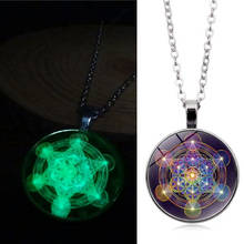 Divine Geometry Luminous Necklace Women Girl Fashion Glass Dome Glow In The Dark Pendant Necklace Sweater Long Chain Jewelry 2024 - buy cheap