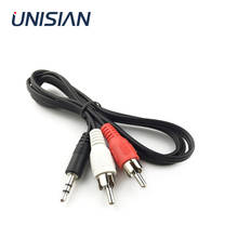 UNISIAN RCA аудио кабель 1 м 3,5 мм стерео к 2 RCA Y аудио кабель 3,5 мм Jack акустическая линия для усилителя ПК MP3 DVD 2024 - купить недорого