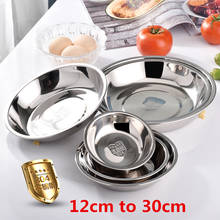304 stainless steel round tray plate flat shallow tray dinner plates round family fruit dessert plate serving tray dish set 2024 - buy cheap