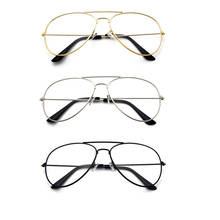 Retro Eyewear Men Pilot Transparent Glasses Frames  Women Gold Fake Glasses Vintage Optical Myopia Eyeglasses Frames 2024 - buy cheap