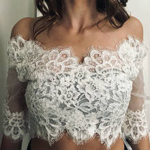 Lace Wedding Bolero Jacket Off shoulder Half Sleeve Bridal Wrap Party Shawl Sexy Bride Coat 2024 - buy cheap